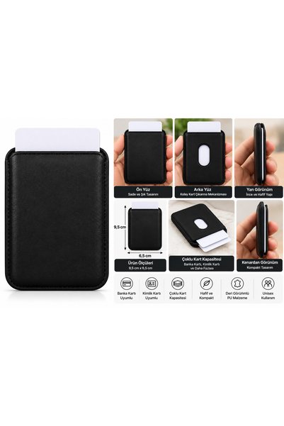 mr owl Black Slim Card Holder Unisex Card Wallet with Practical Card Extraction Feature