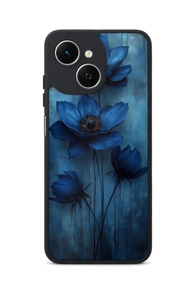 TECNO Spark 40C Compatible Blue Flower Patterned Camera Protected Shockproof ...