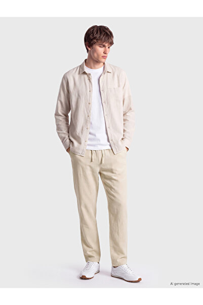 LC Waikiki Xside Beige Regular Fit Men's Trousers with Nevavm Difference