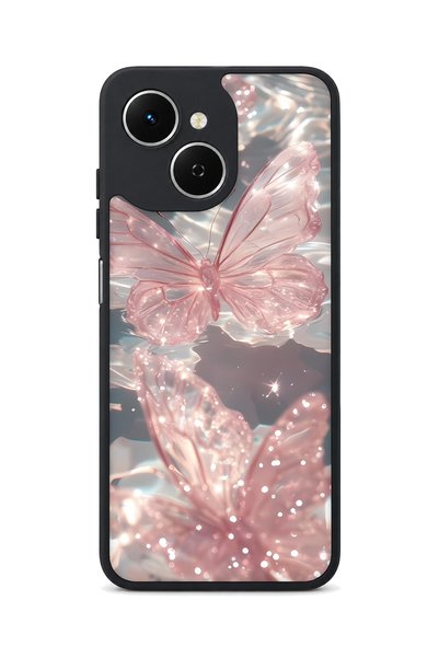 TECNO Spark 40C Compatible Pink Butterflies Patterned Camera Protected Shockp...