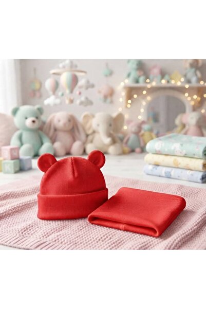 bright moon Children's Unisex Cute Ear Detailed Baby Beanie and Neck Collar C...