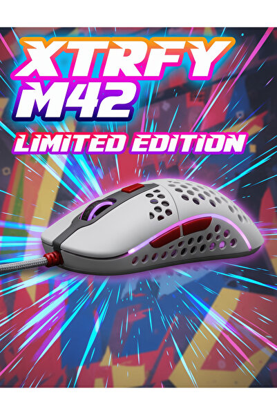 Xtrfy ماوس ألعاب سلكي M42 RGB - إصدار محدود خفيف الوزن للغاية 59 جرام، مستشعر Pixart 3389، مفاتيح Omron 20M، أغطية قابلة للتبديل، زلاجات PTFE 100%، EZCord، تصميم ريترو