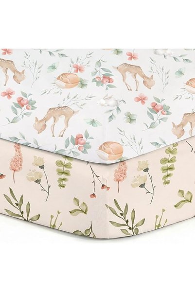 GENERAL Baby Stretchy Crib Sheets Set with Conveniently Packable Changing Pad...