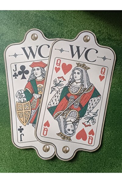 Tuvalet Kapı Stickerı 2'li İskambil Kart Temalı WC Mat Sticker Seti Dekoratif Yönlendirme Etiketi