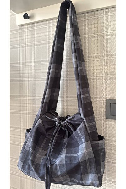 fluffy Su Geçirmez Tote Bag / Çapraz Kullanıma Uygun Ekose Okul Omuz Çantası ...
