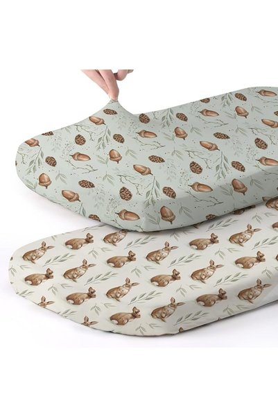 GENERAL Baby Stretchy Crib Sheets Set with Conveniently Packable Changing Pad...