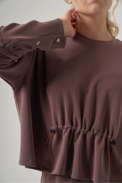 wellwe RUNN Kadın Koyu Kahve Modal Sweatshirt