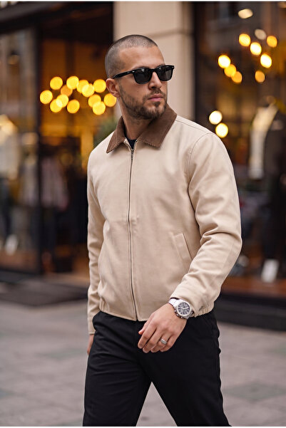 BASEL.CO Velvet Collar Detailed Unisex Relax Basic Fabric Jacket