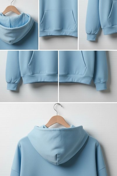 Vordevia Sponge Baskılı Premium Oversize Kapüşonlu 3 İplik Pamuklu Sweatshirt
