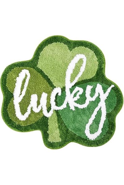 Tazweeq Day Clover Shaped Rug, Non Slip Faceless Dwarf Welcome Door Mat, st p...