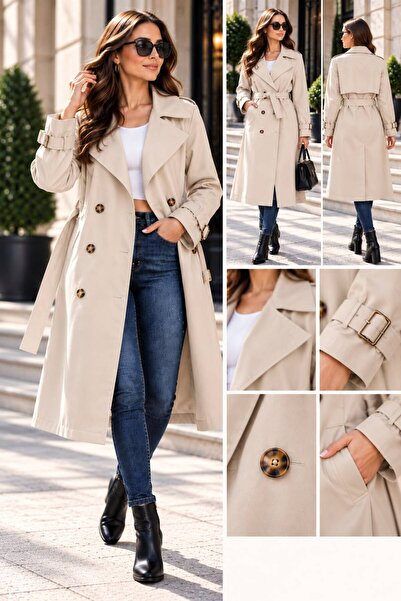 A-LUXE Trençkod Astarlı -Taş