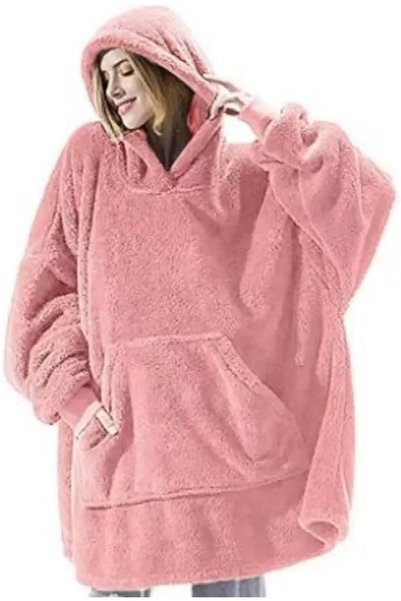 GENERAL TLULY Winter Warm Hoodies Blanket With Sleeves Oversized Women Men Pu...