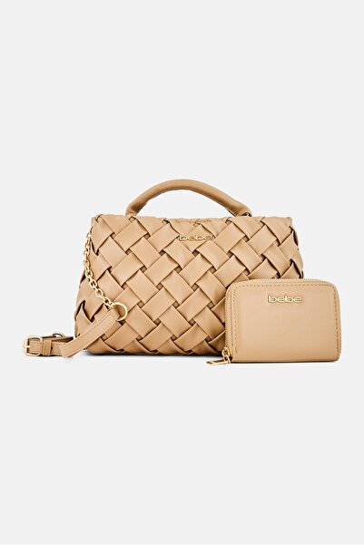 Bebe Women Brand Logo Cross Body Bag With Wallet, Dark Beige