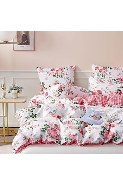 LifeTB Cotton Floral Duvet Cover Queen Girl Pink Flower Bedding Sets Garden S...