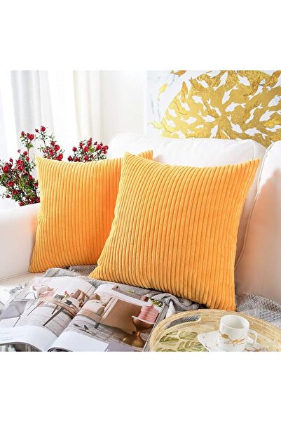 MERNETTE Pack of 2, Corduroy Soft Decorative Square Throw Pillow Cover Cushio...
