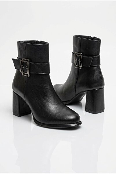 guijarro Women's Black Premium Leather Block Heeled Classic Ankle Boots ⁠   B...