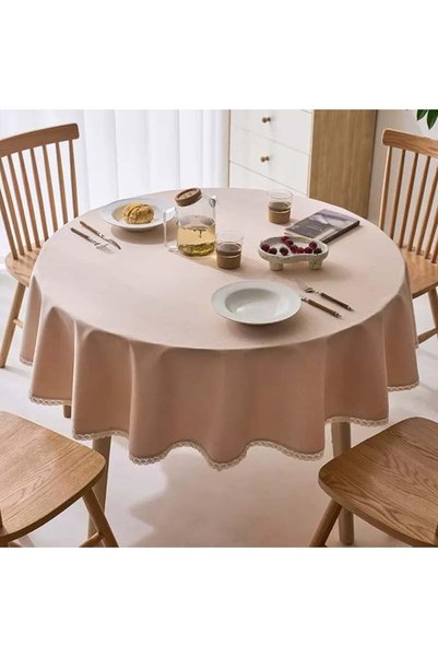 GENERAL 180cm Waterproof Round Table Cloth, Solid Spill-Proof Tablecloth, Sof...