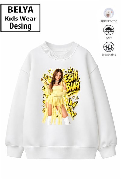 Belya Kids Wear Модерен детски суичър за момичета, модел с пълна кройка, овър...