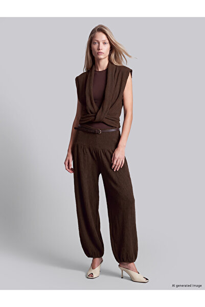 LC Waikiki Lcw Vision with Nevavm Difference Brown Plain Shawl Collar Sleevel...