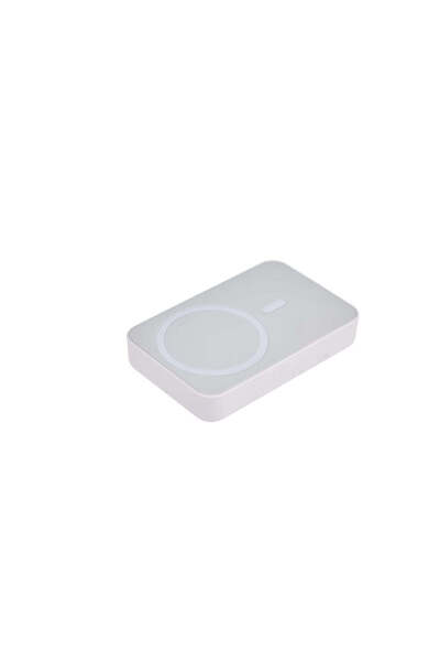 Rab Baterie externă wireless subțire Vitse, 5.000 mAh, compatibilă cu iPhone 12-15 Pro și Android, Power Bank cu încărcare rapidă, încărcare wireless QI de 15W, portabilă, cablu Type-C, albă.