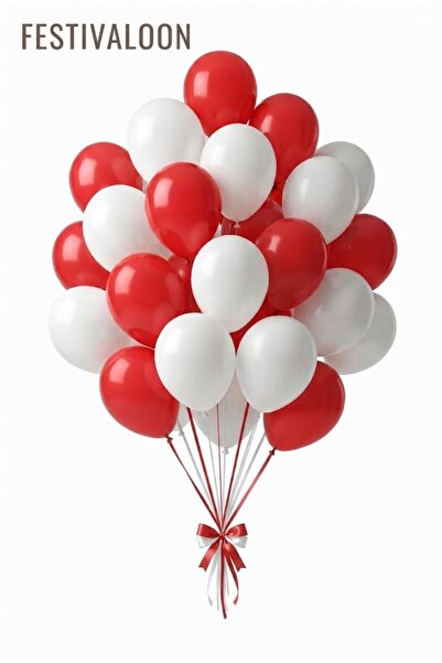 FESTİVALOON Red White Balloon Set 20 Pieces Birthday Party Special Occasions ...
