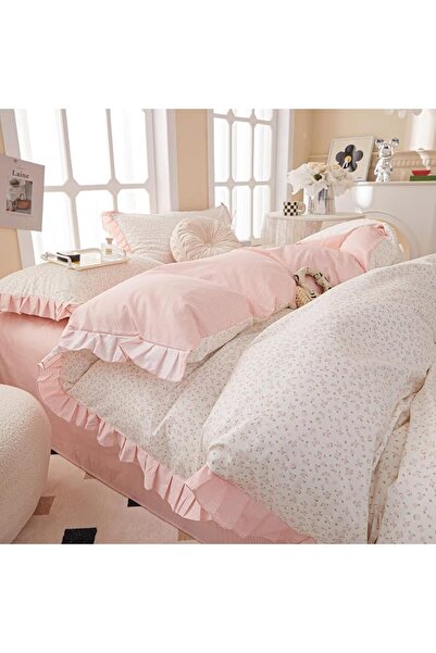 LifeTB Cotton Floral Duvet Cover Queen Girl Pink Flower Bedding Sets Garden S...
