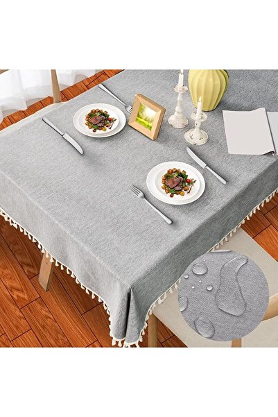 GENERAL Rectangular Tablecloth with Tassels Ethnic Style