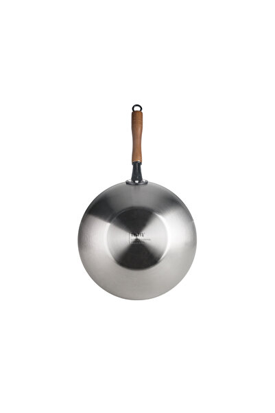iBiLi Tigaie wok din oțel carbon, 32 cm, argintiu/maro