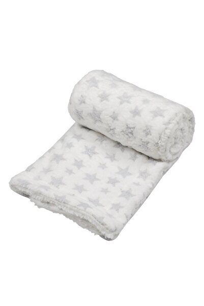 DD SHOP Patura Sherpa Gri cu Stele pentru Bebelusi 100x75cm - Paturi Landou S...