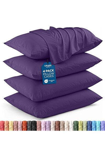 Utopia Bedding أغطية وسائد كينج - 4 قطع - إغلاق بتصميم ظرف - قماش مايكروفايبر...