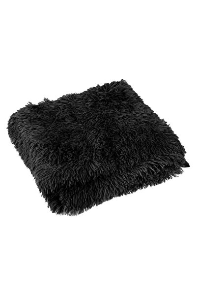DD SHOP Patura iarna blana shaggy neagra 160x130cm cuvertura fotoliu canapea ...