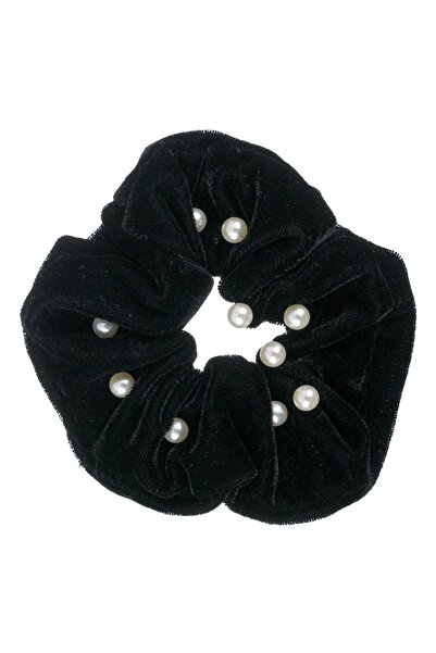 DD SHOP Elastic pentru Par Catifelat Negru cu Margele Albe - Elastice Textile...