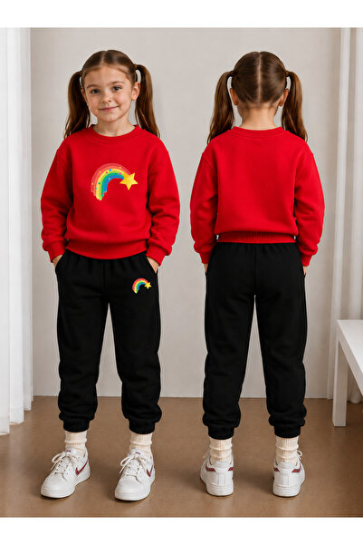 LORVEX Crew Neck Sweatshirt Tracksuit Set for Girls, 2-Piece Printed Top and ...