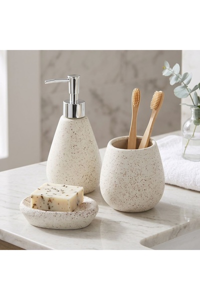 Bathroom Solutions Σετ αξεσουάρ μπάνιου 3 τεμαχίων, από κεραμικό, λευκού χρώμ...