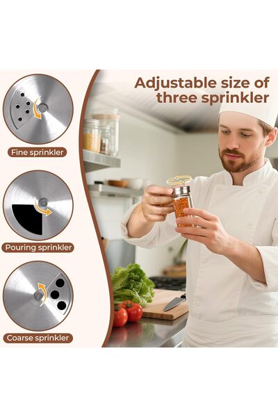 ComSaf Borcane de sticlă pentru condimente cu capace dozatoare, 4 oz, set de 24, pătrate mici, set vrac