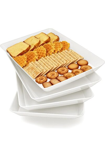 ALMEKAQUZ Set of 4 Serving Trays, Perfect for Vegetables, Fruits, Snacks, Des...
