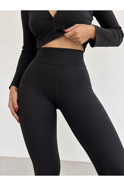 CRNSSWİMWEAR بنطلون نسائي عالي الخصر ذو تأثير مشدود، أسود اللون، مناسب للاستخ...