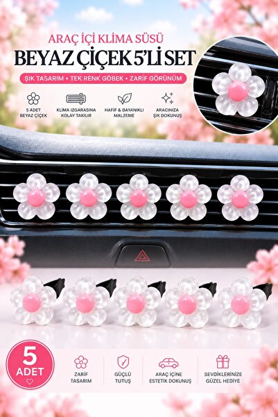 TEMUNGUR White Flower Set of 5 Car Interior Air Conditioning Ornaments – Deco...