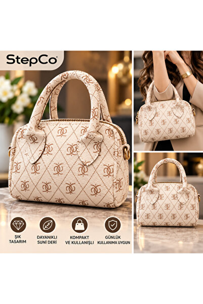 StepCo حقيبة يد كريمية للنساء - حقيبة يد من الجلد الصناعي بنمط أنيق، حقيبة لل...