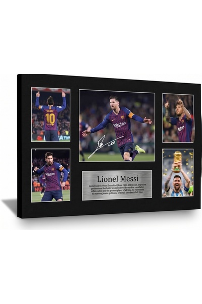 HOME MODE Lionel Messi Signed Photo Canvas Print 40x60 | Gallery Wrap FC Barc...