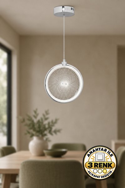 Dekorluna Modern Galaksi Krom Kaplama 3 Renk Işık Özellikli Power Led Sarkıt ...