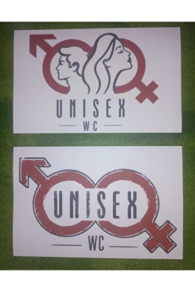 Unisex WC Kapı Stickerı Dekoratif Tuvalet Kapı Yönlendirme Etiketi Vintage 21x14 cm