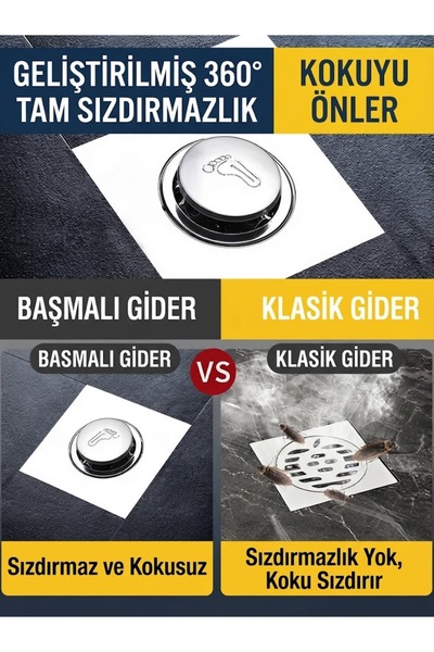 KEMOVE Paslanmaz Çelik 360° Sızdırmaz Koku Önleyici Ayakla Basmalı Pop-Up Gid...