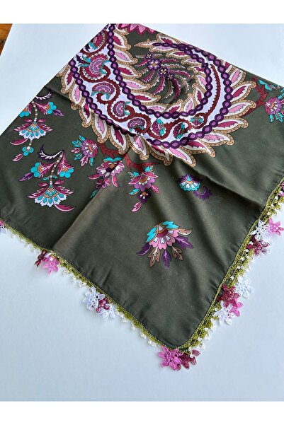 REYYAN el emeği iğne oyalı kare yazma 100x100 cm el işi