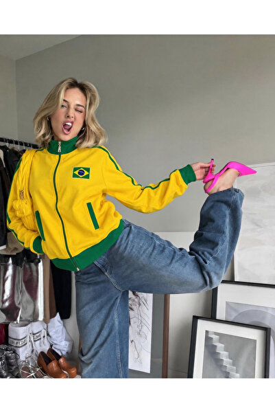 Weekeep Brasil Baskılı Streetwear Trend Unisex Femuarlı Hırka Streetwear Y2k