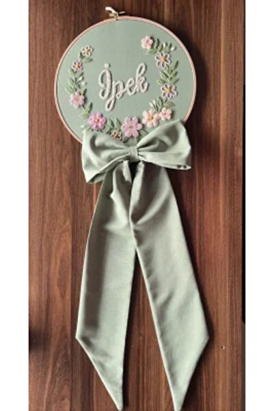 Fiyonklu Bebek kapı süsü, hastane kapı süsü, 30cm, punch nakışlı, isimli kapı süsü hediyelik-Modl:PP.BKS.0018