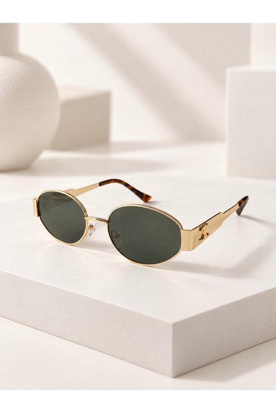 PİYESBOUTİQUE Vera Kadın Erkek Unisex UV400 Korumalı Oval Yuvarlak Metal Kılı...
