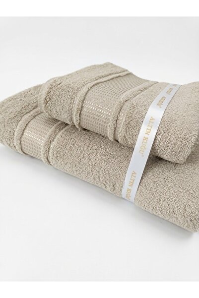 Özdilek Large Size Bath Towel Set 2 Pieces - Green (90X150 cm + 50X90 cm)