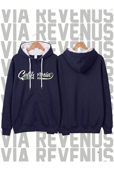 Vordevia California Printed Unisex Zippered Hooded Sweatshirt Cardigan