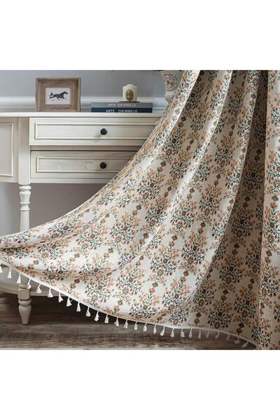 GENERAL ستائر بوهو جاكار من ENJOYBRIDAL بطول 63 بوصة، لوحتين، ستائر زرقاء بنق...